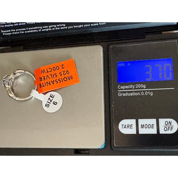 NEW Heart Shaped 2ct Moissanite in 925 Sterling Silver Sz. 6 - Picture 5 of 10